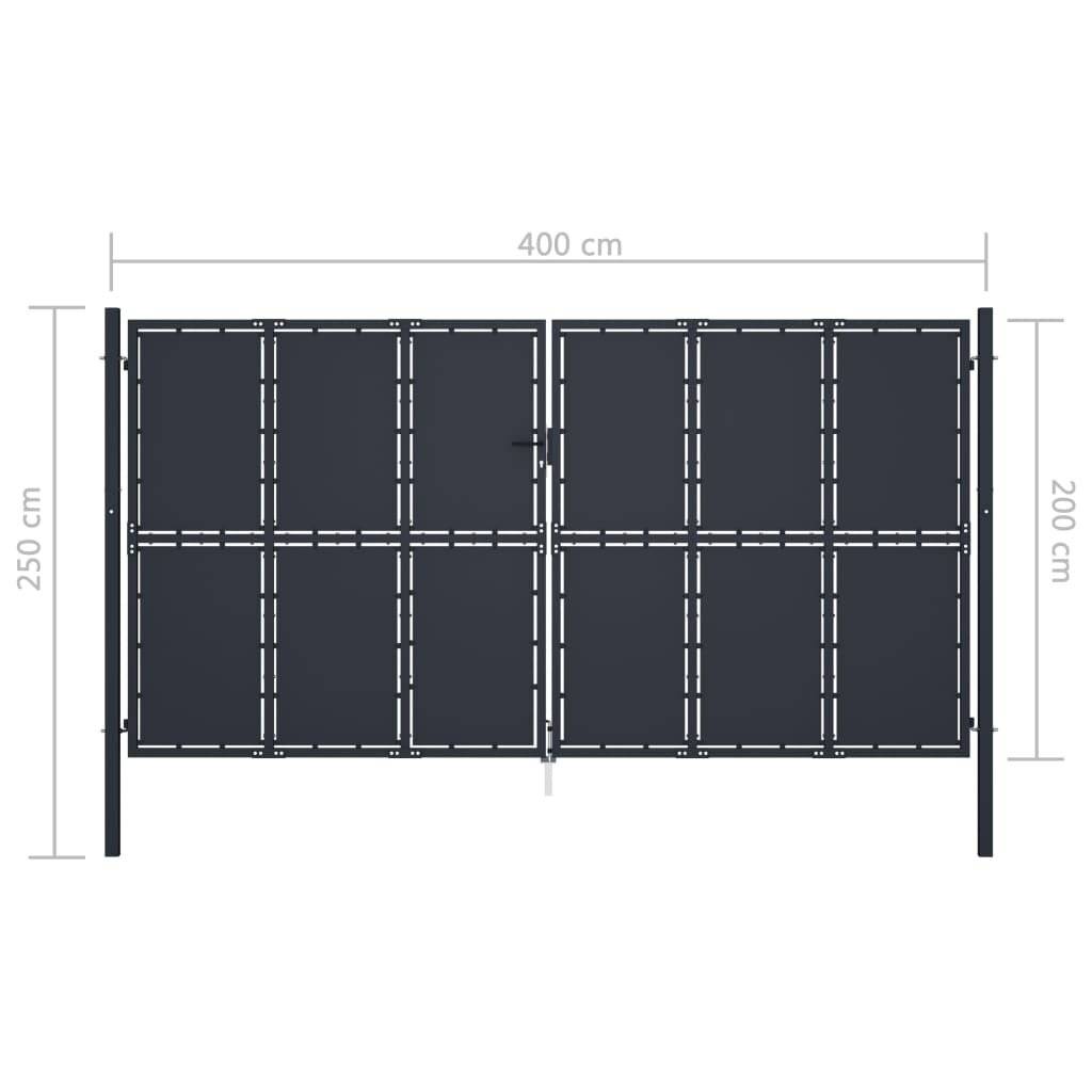 Gartentor Stahl 400 x 200 cm Anthrazit-4