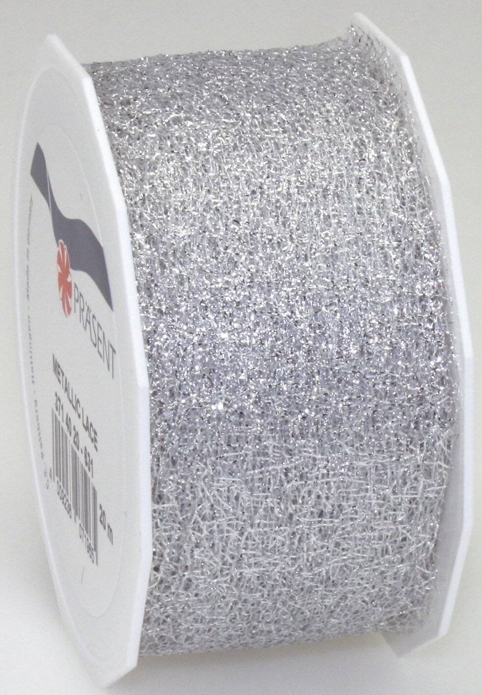 C.E. PATTBERG - Pattberg Metallic Lace, Silber, Weihnachtsmuster, Polyester, 20 m, 40 mm, 1 Stück(e)-1