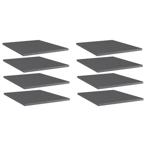 Bücherregal-Bretter 8 Stk. Hochglanz-Grau 40x50x1,5 cm