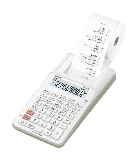 Casio HR 8 RCE white Druckender Tischrechner Weiß Display (Stellen): 12 batteriebetrieben, netzbetrieben (Optional) (B x-2