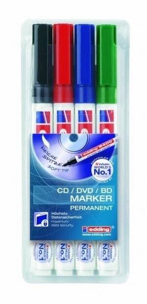 Edding 8400 4-8400-4 CD/DVD Marker Schwarz, Rot, Blau, Grün 0.5 mm, 1 mm-5