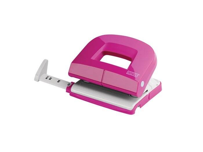 Bürolocher E 216 fresh,bis 16 Blatt fresh pink/grau, Anschlagschiene-2