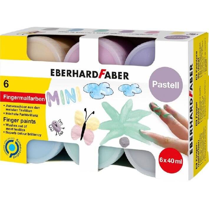 Fingerfarbe - 6x 40 ml Pastellfarben sortiert.-1