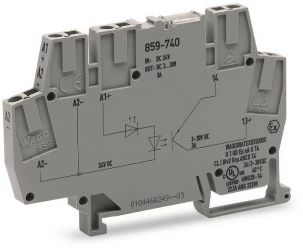 WAGO 859-740 Optokopplermodul, Eingangsnennspannung DC 24 V