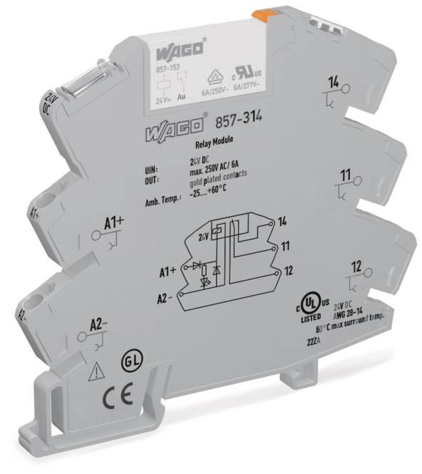 WAGO 857-314 RELAISBAUST.6MM/24VDC 1U 5MYAU