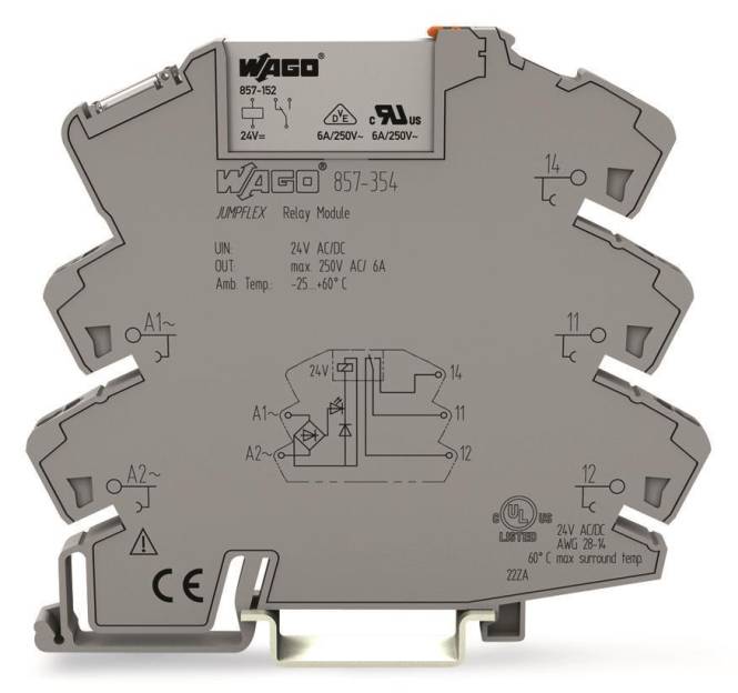 WAGO 857-354 Elektronikklemme mit gestecktem Kleinschaltrelais 0,08-2,5 qmm grau-0