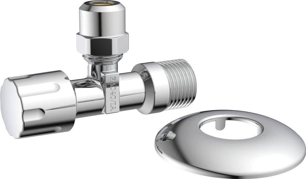 Eckventil, 1/2"AG x 3/8"AG x 10 mmQ, mit Schubrosette