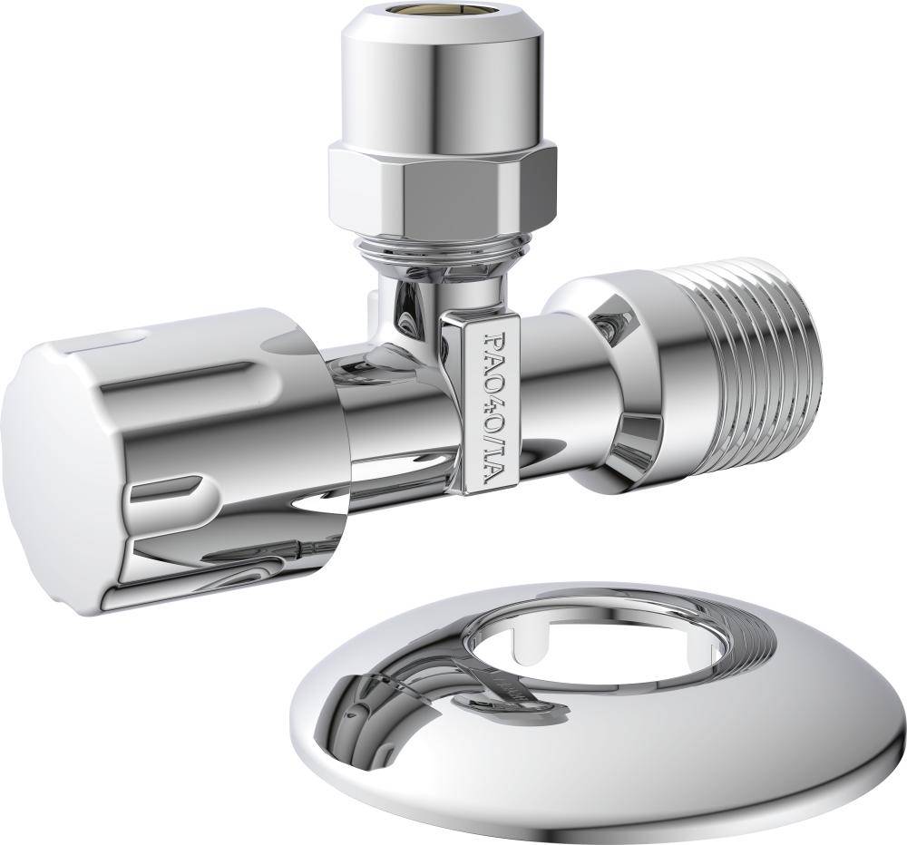 Eckventil, 3/8"AG x 3/8"AG x 10 mmQ, mit Schubrosette-0