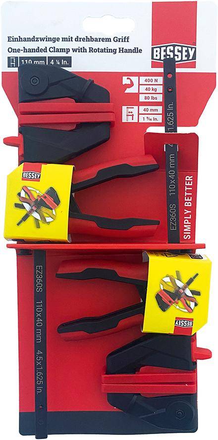 Bessey Einhandzwinge mit drehbarem Griff S - EZ360S-11SET-3
