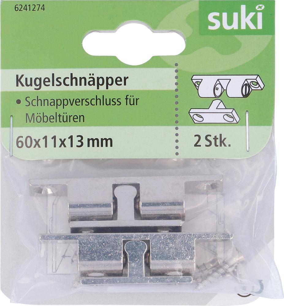 Kugelschnäpper, 60x11x13,Mess,vernickelt Inhalt: 2-1