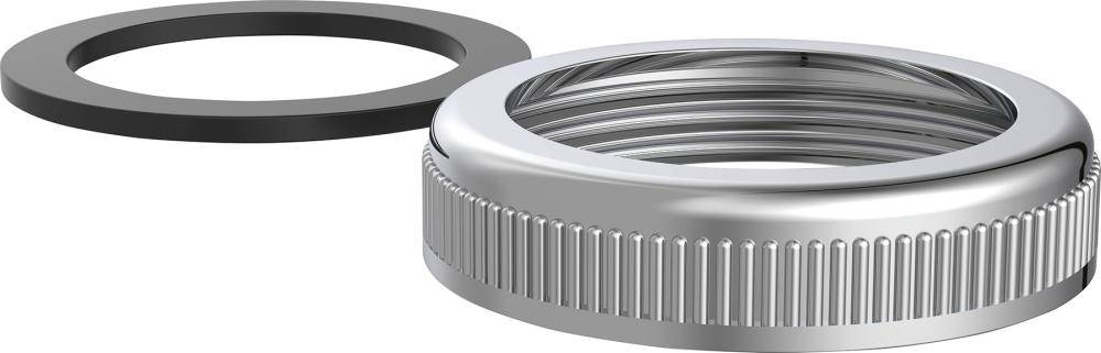 Rändelmutter, Chrom, 1 1/4", mit Dichtung