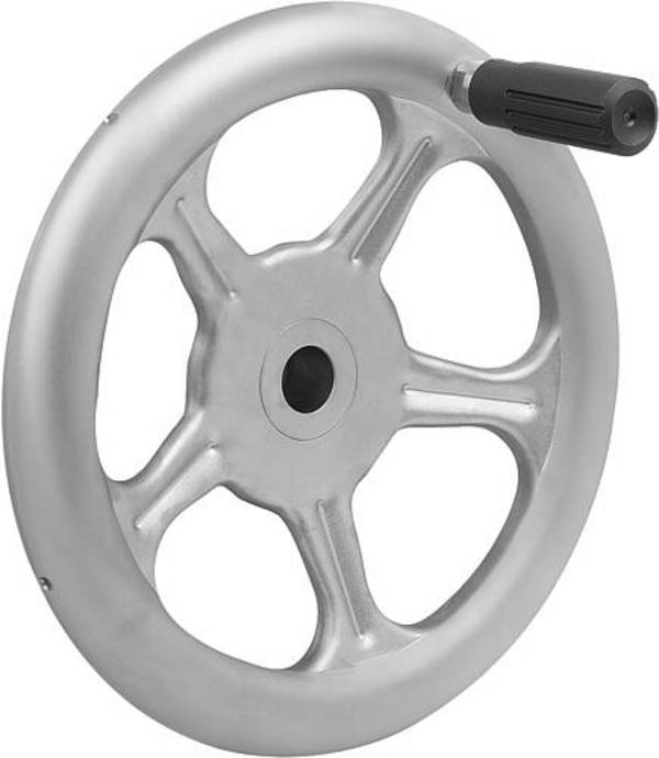 HANDRAD PASSBOHRUNG, MIT GRIFF, D1=250, D2=22H9, FORM:C 5-SPEICHEN, EDELSTAHL A4 1.4404 MATT GESTRAHLT