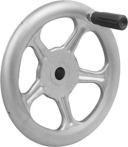 HANDRAD PASSBOHRUNG, MIT GRIFF, D1=250, D2=22H9, FORM:C 5-SPEICHEN, EDELSTAHL A4 1.4404 MATT GESTRAHLT-0