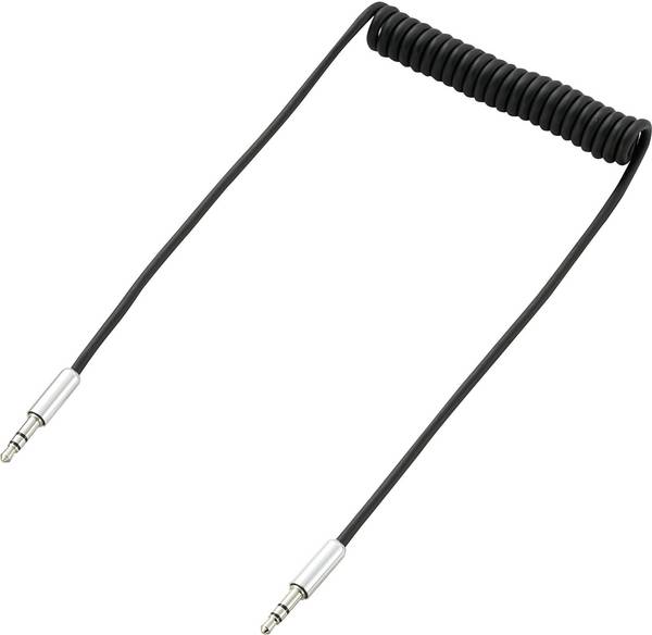 SpeaKa Professional SP-7870092 Klinke Audio Anschlusskabel [1x Klinkenstecker 3.5 mm - 1x Klinkenstecker 3.5 mm] 1.00 m Schwarz Spiralkabel