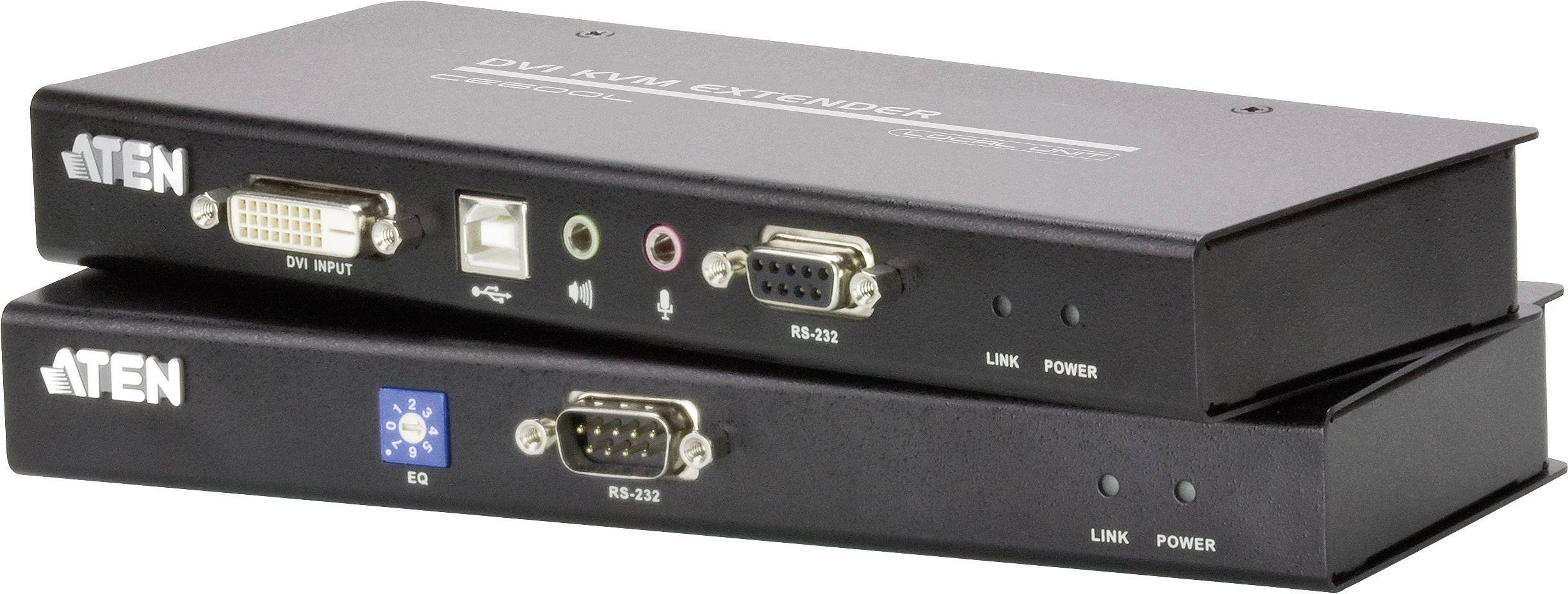 Konsolen-Extender Aten CE600, DVI Single Link+USB-Tastatur/Maus+Audio+RS232 Extender-Set, bis 60m