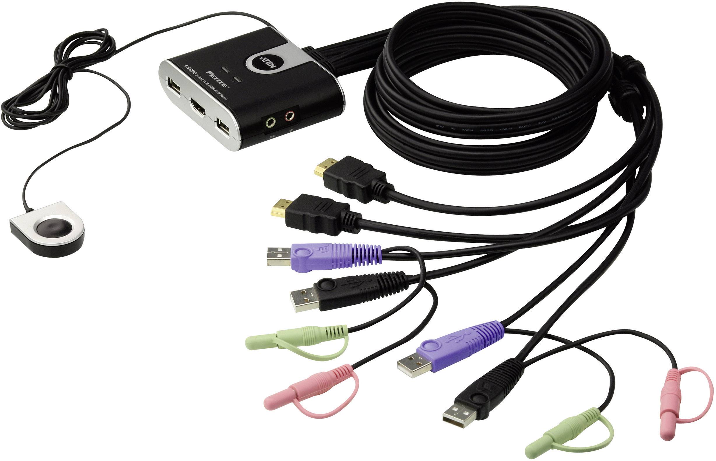 ATEN Adapter HDMI USB Kompakt KVM Switch CS692 mit Audio 2-fach
