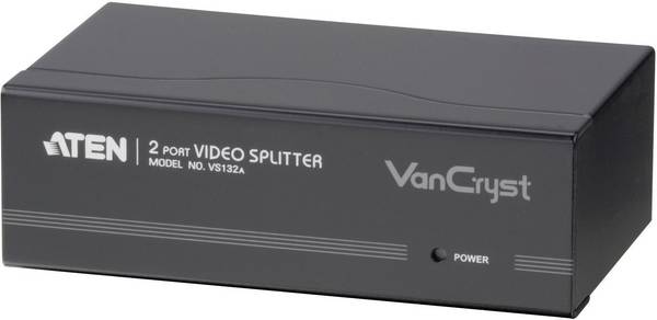 ATEN VS132A 2 Port VGA-Splitter mit eingebautem Repeater 2048 x 1536 Pixel Schwarz