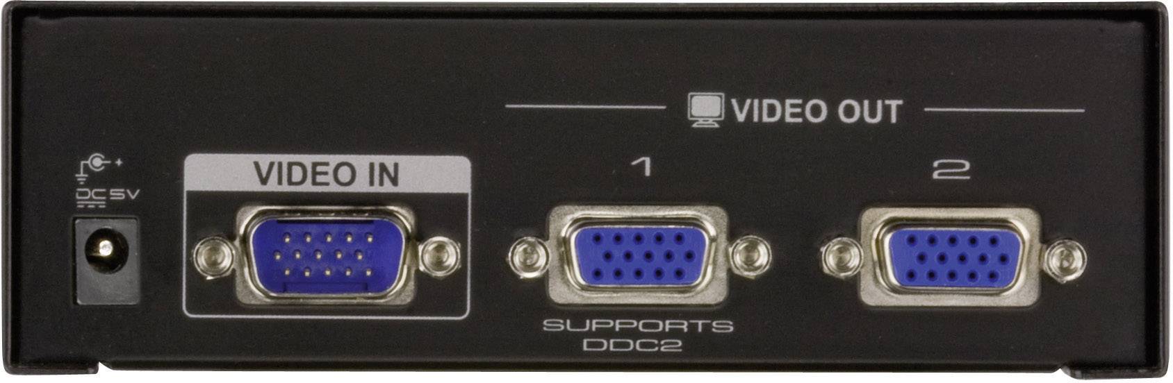 ATEN VS132A 2 Port VGA-Splitter mit eingebautem Repeater 2048 x 1536 Pixel Schwarz-3