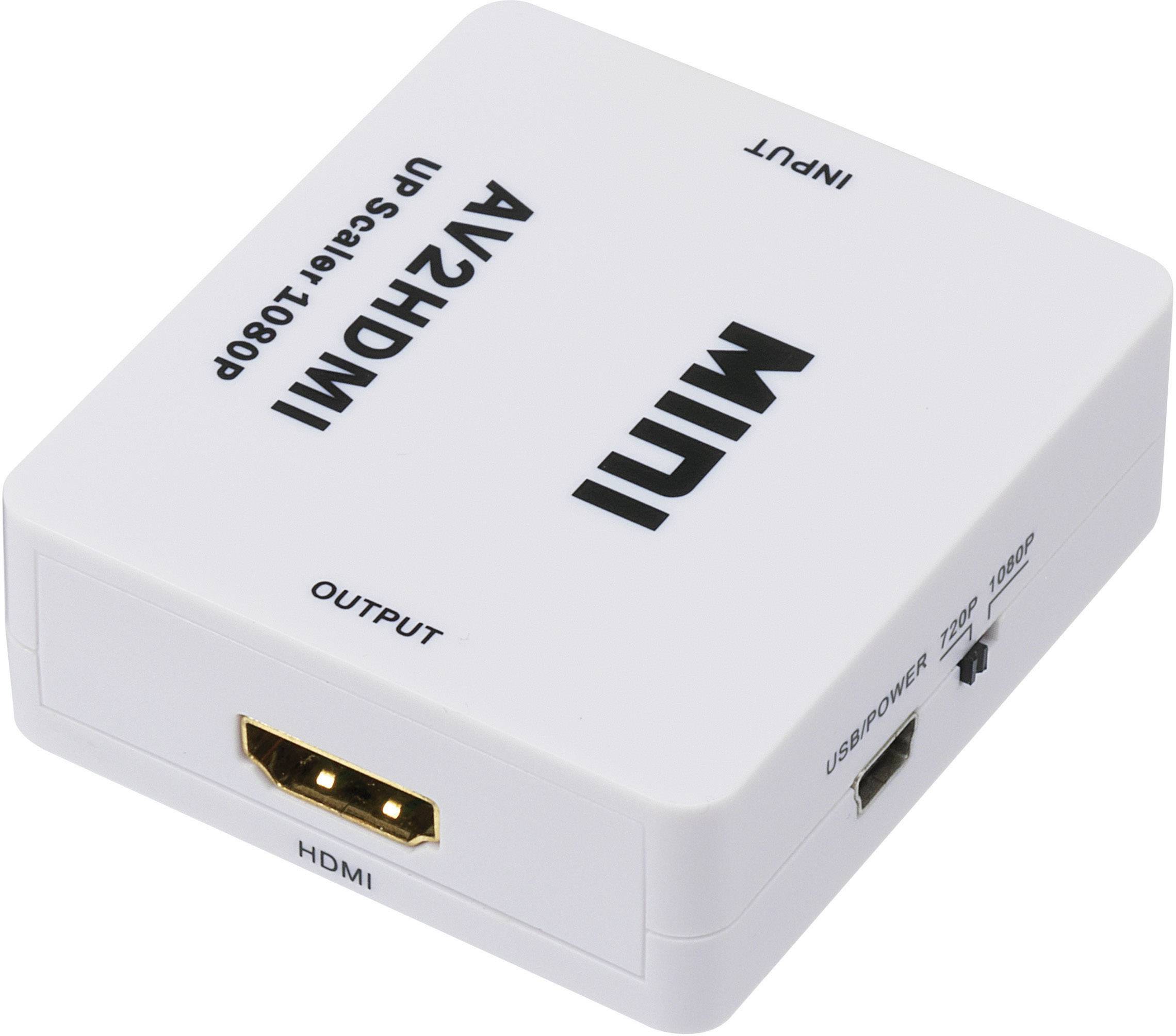 Mini 720p/1080p AV zu HDMI Video 3RCA CVBs Composite Video Audio Konverter mit USB-Ladekabel Schwarz Sutinna Cinch zu Digital HDMI 