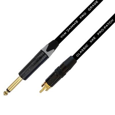 Van Damme XKE Pro-Patch Premium 6.35mm Klinke - Cinch Audiokabel (Neutrik Gold TS / RCA) 0.3m Schwarz-0