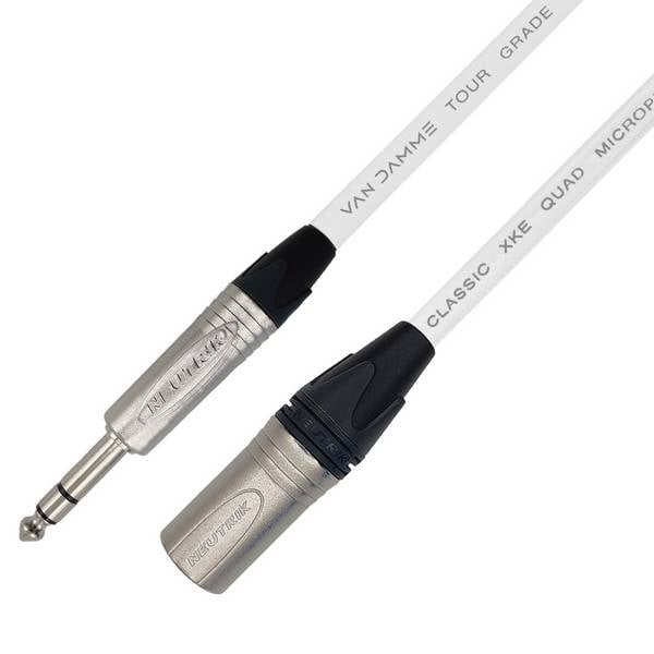 Van Damme XKE Starquad XLR - 6.35mm Klinke Mikrofonkabel / Audiokabel (Neutrik XLR-m / TRS) 2m Weiß