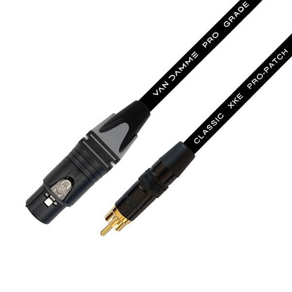 Van Damme XKE Pro-Patch Premium XLR - Cinch Audiokabel (Neutrik Gold XLR-f / RCA) 3m Schwarz
