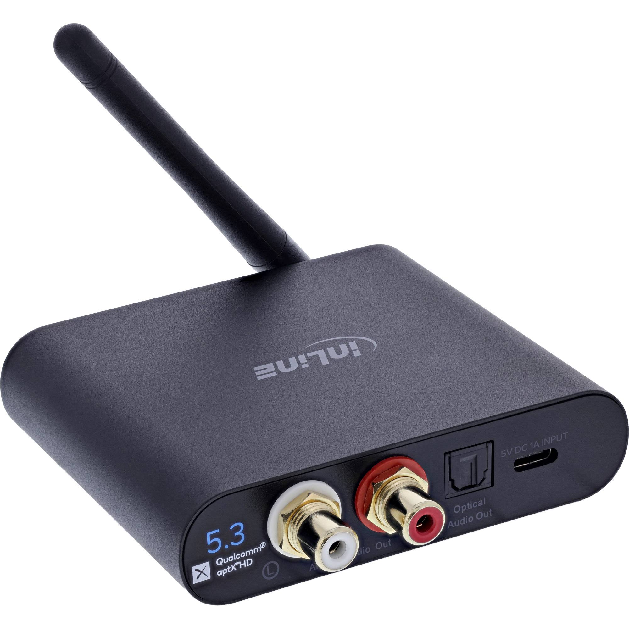 InLine® Bluetooth True Hi-Fi Audio Receiver, DAC, BT5.3, aptX HD, Cinch+Toslink-1