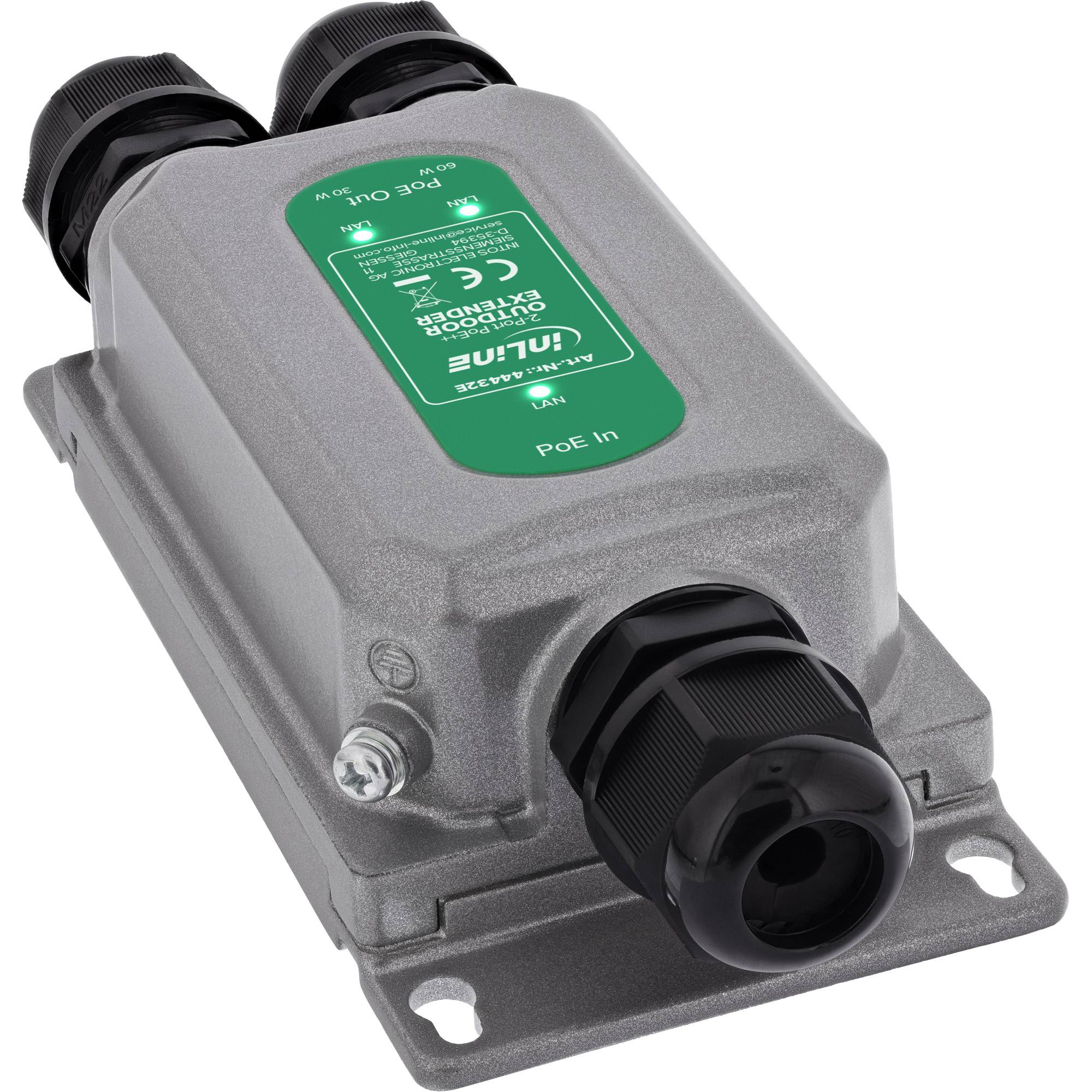 InLine® Gigabit PoE Extender, 90 W, 2 Port, IP67, IEEE 802.3bt-2