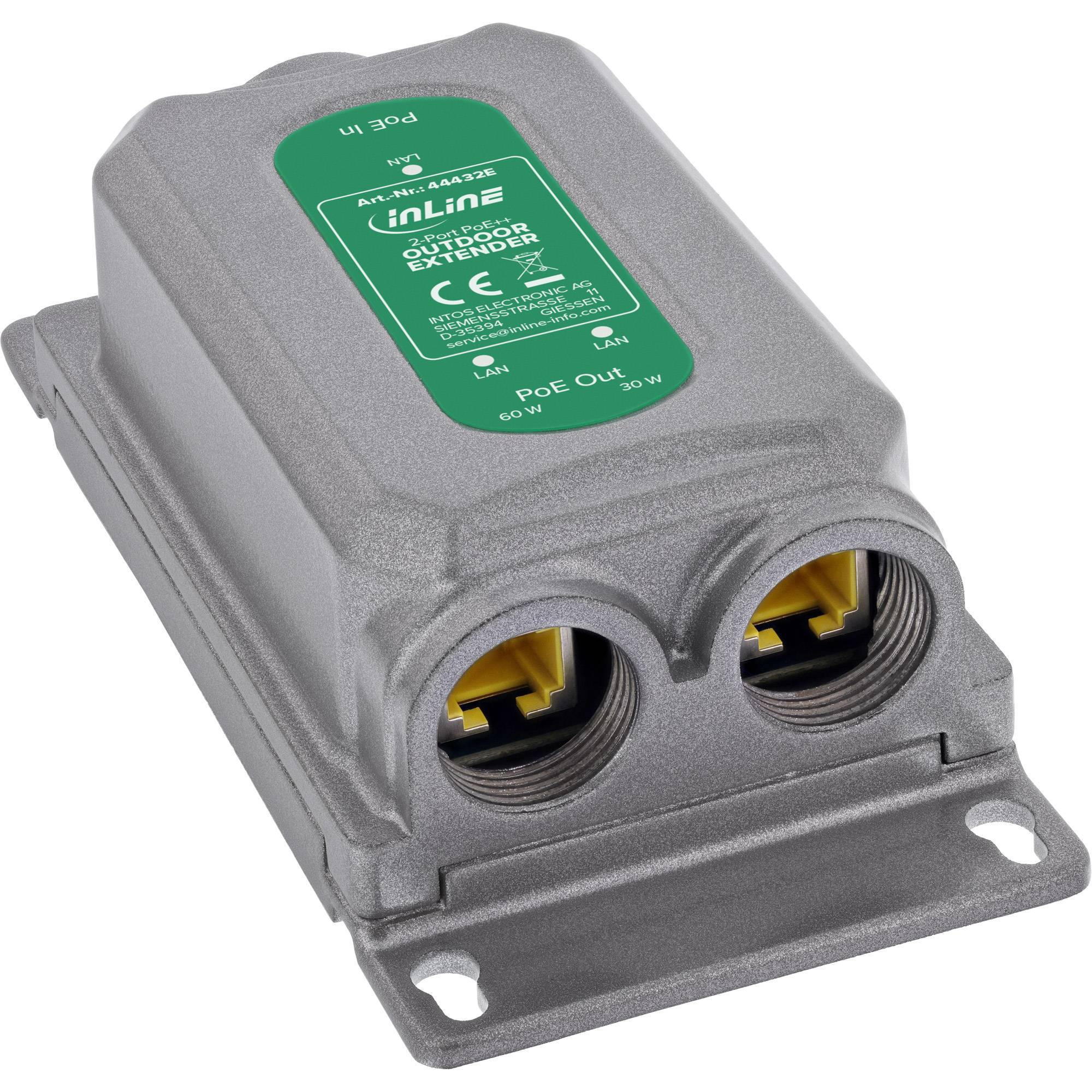 InLine® Gigabit PoE Extender, 90 W, 2 Port, IP67, IEEE 802.3bt-3