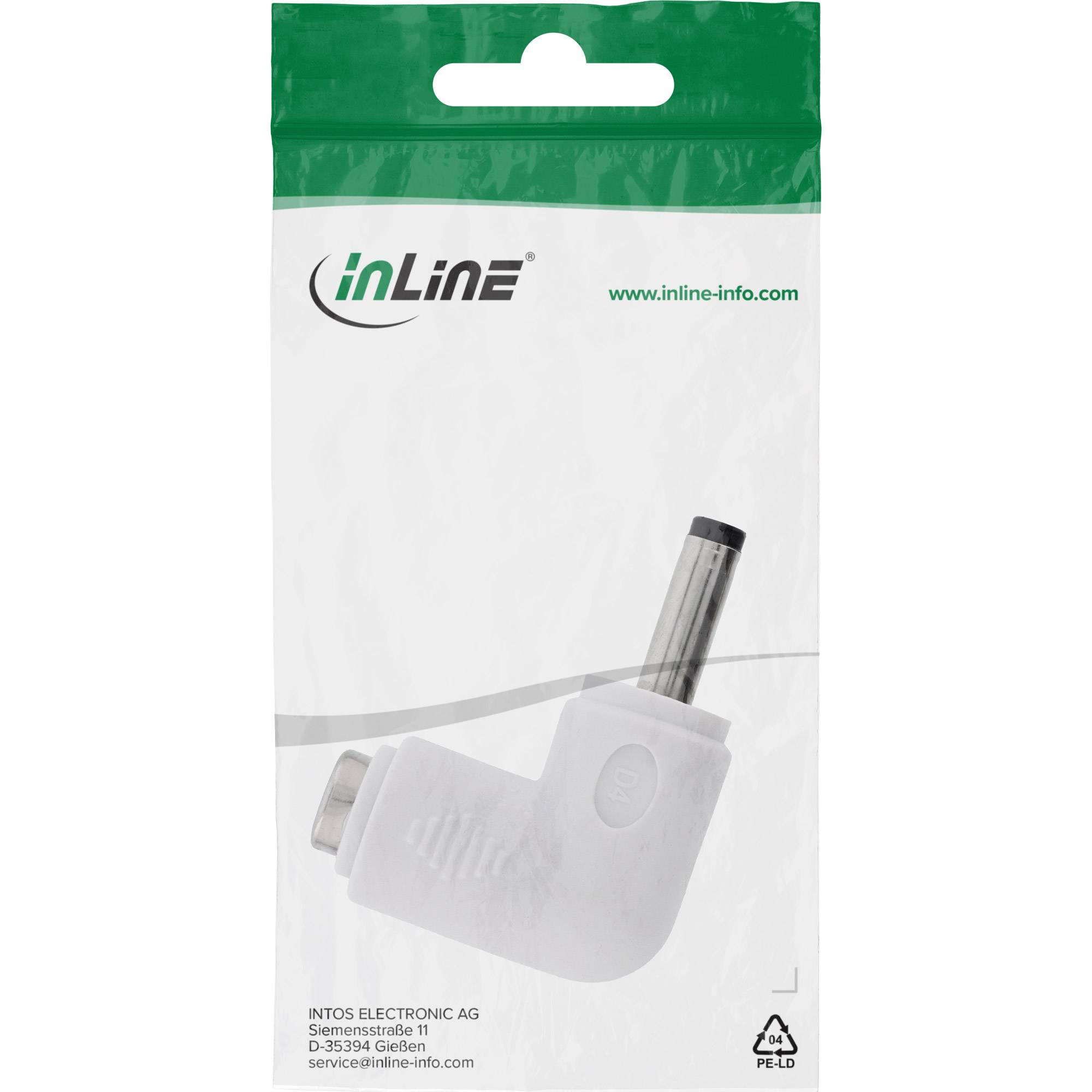 InLine® DC Adapter, 4,0 x 1,7 mm, Stecker/Buchse, gewinkelt, weiß-1
