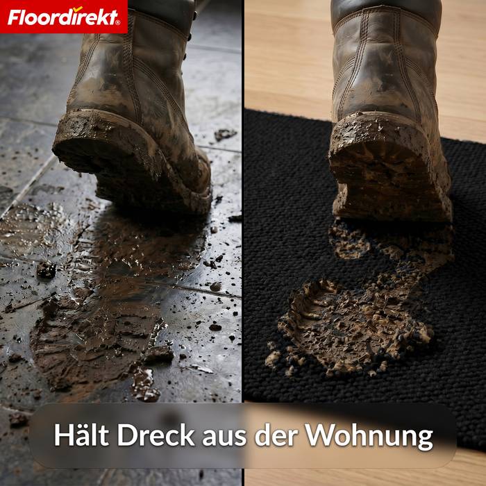 FLOORDIREKT Schmutzfangmatte Hong Kong Pro - Robust & Rutschfest - Schwarz - 120 x 100 cm-3