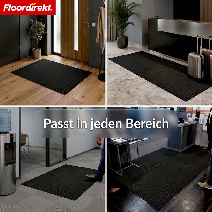 FLOORDIREKT Schmutzfangmatte Hong Kong Pro - Robust & Rutschfest - Schwarz - 120 x 100 cm-4