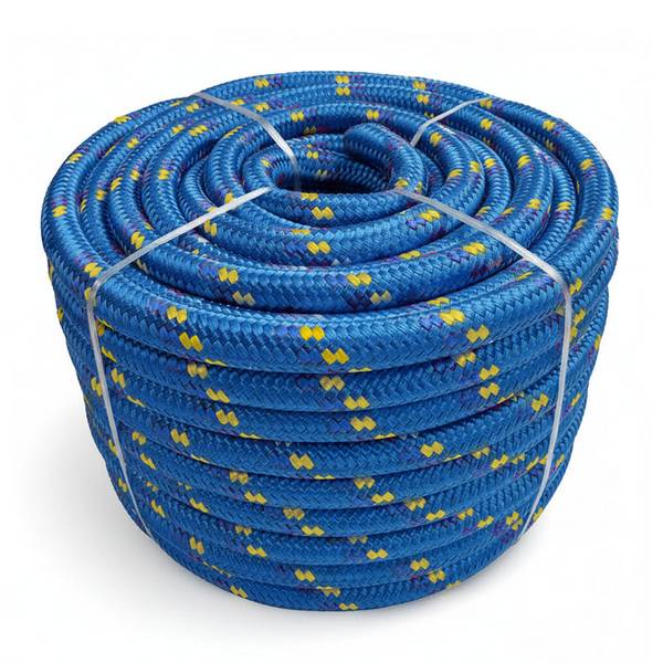 FLOORDIREKT Polypropylen Seil K2 - UV-beständiges & schwimmfähiges Allzweckseil - Blau-Gelb - 14 mm x 30 m