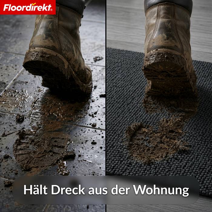 FLOORDIREKT Schmutzfangmatte Hong Kong Pro - Robust & Rutschfest - Anthrazit - 67 x 150 cm-1