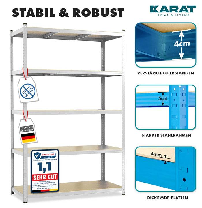 KARAT Schwerlastregal Lakota - Traglast bis 875 kg - 2er-Set - Verzinkt - 150 x 75 x 30 cm-2
