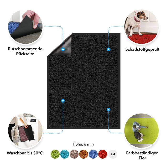 FLOORDIREKT Fußmatte Rhine - Schmutzfangmatte für Innen- & Außenbereiche - Blau - 40 x 60 cm-1