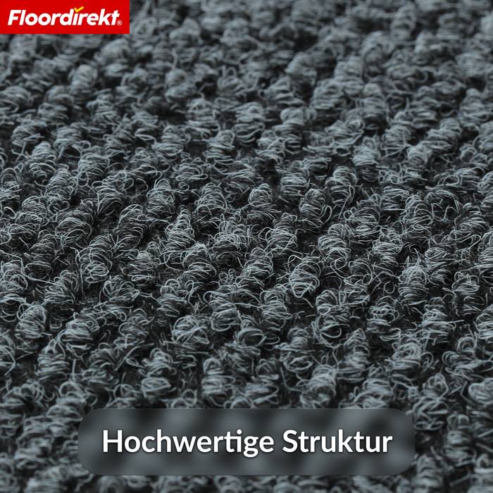 FLOORDIREKT Schmutzfangmatte Hong Kong Pro - Robust & Rutschfest - Grau - 67 x 300 cm-1