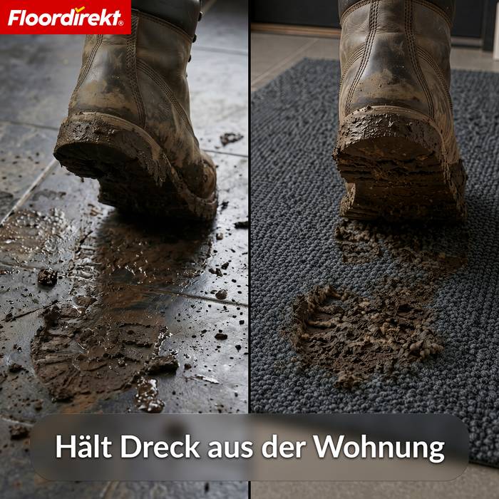 FLOORDIREKT Schmutzfangmatte Hong Kong Pro - Robust & Rutschfest - Grau - 67 x 300 cm-2