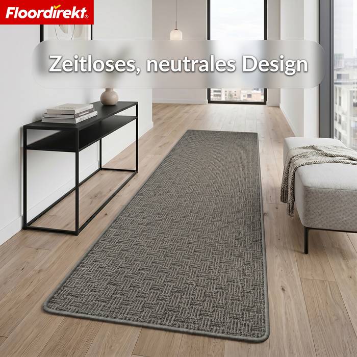 FLOORDIREKT Teppichläufer Monaco - Schmaler Teppichläufer aus Polypropylen - Anthrazit - 80 x 150 cm-2