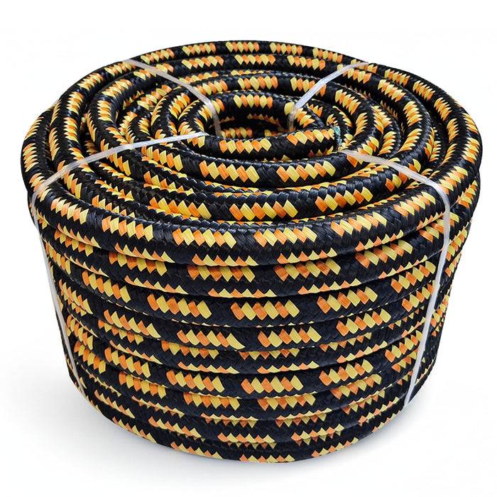 FLOORDIREKT Polypropylen Seil K2 - UV-beständiges & schwimmfähiges Allzweckseil - Schwarz-Orange - 6 mm x 50 m-0
