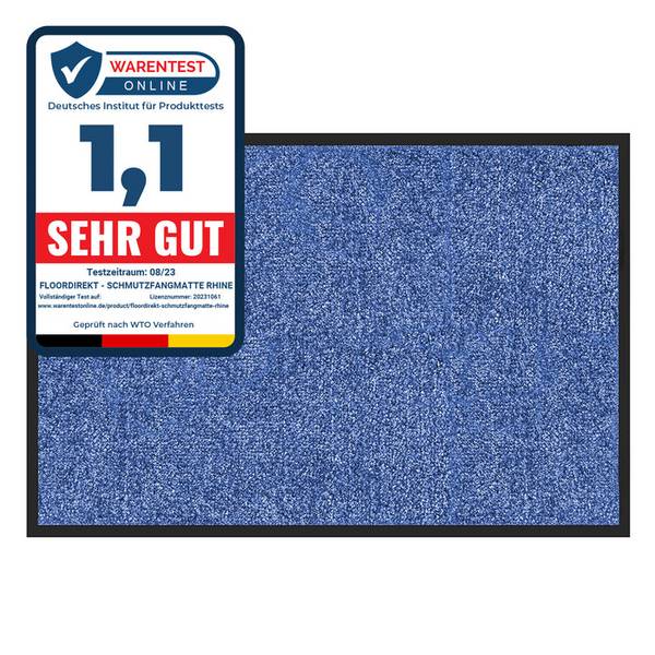 FLOORDIREKT Fußmatte Rhine - Schmutzfangmatte für Innen- & Außenbereiche -  Blau - 40 x 60 cm