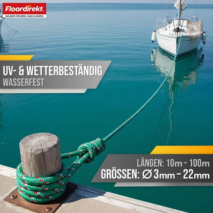 FLOORDIREKT Polypropylen Seil K2 - UV-beständiges & schwimmfähiges Allzweckseil - Grün-Rot - 6 mm x 30 m-1
