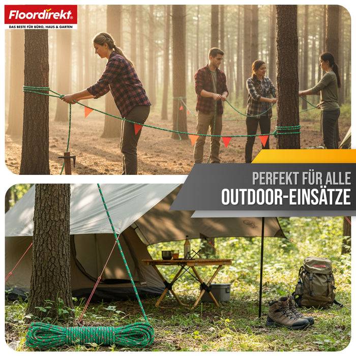 FLOORDIREKT Polypropylen Seil K2 - UV-beständiges & schwimmfähiges Allzweckseil - Grün-Rot - 6 mm x 30 m-4