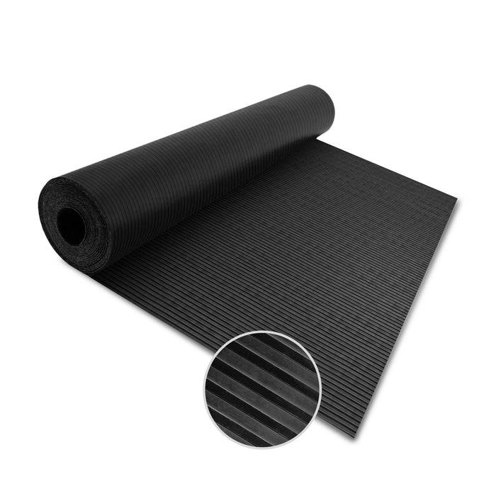 FLOORDIREKT Gummiläufer - Anti-Rutsch Bodenläufer mit breit gerippter Oberfläche - Schwarz - 6 mm - 100 x 400 cm-0
