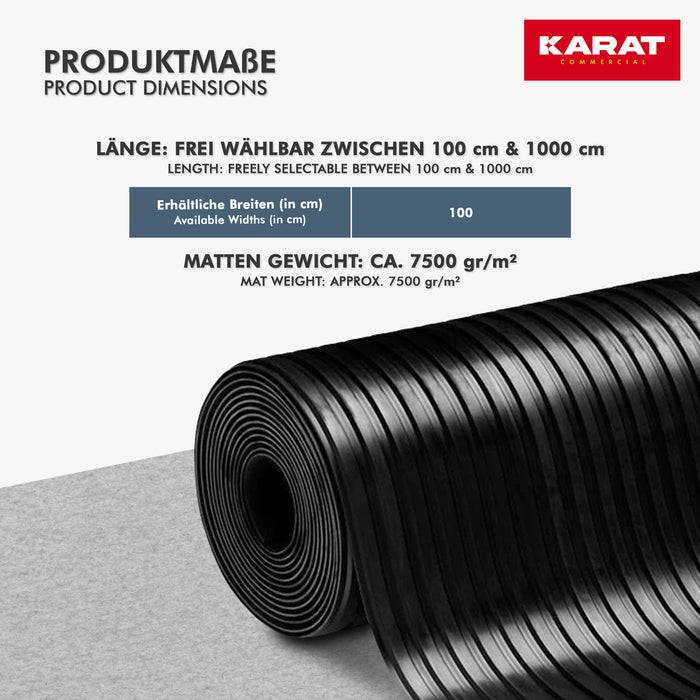 FLOORDIREKT Gummiläufer - Anti-Rutsch Bodenläufer mit breit gerippter Oberfläche - Schwarz - 6 mm - 100 x 400 cm-1