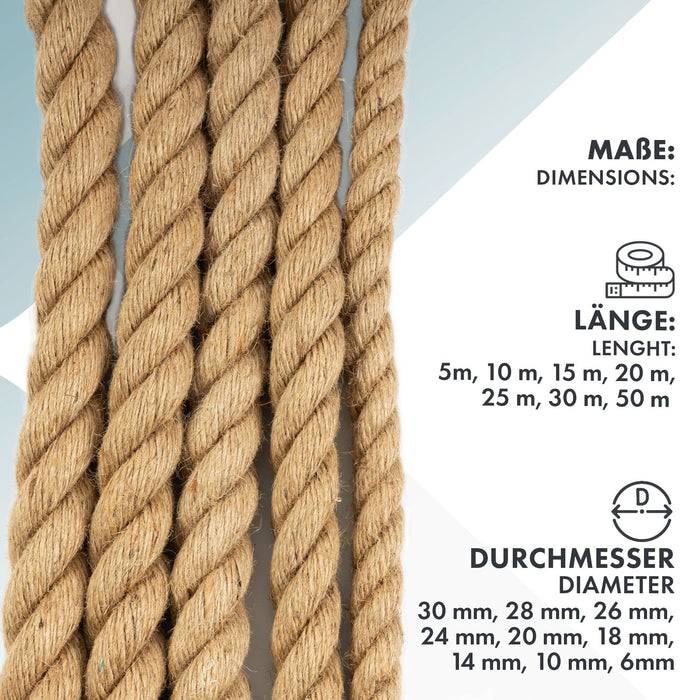 FLOORDIREKT Juteseil Arnold - Robustes Naturseil aus 100 % Jute - Ø 10 mm × 30 m-4