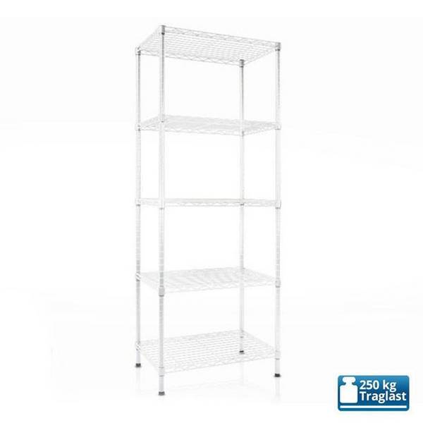 FLOORDIREKT Metallregal Rocky - Multifunktionales Ablagesystem  - 5 Böden - 55 x 35 x 140 cm - Weiß