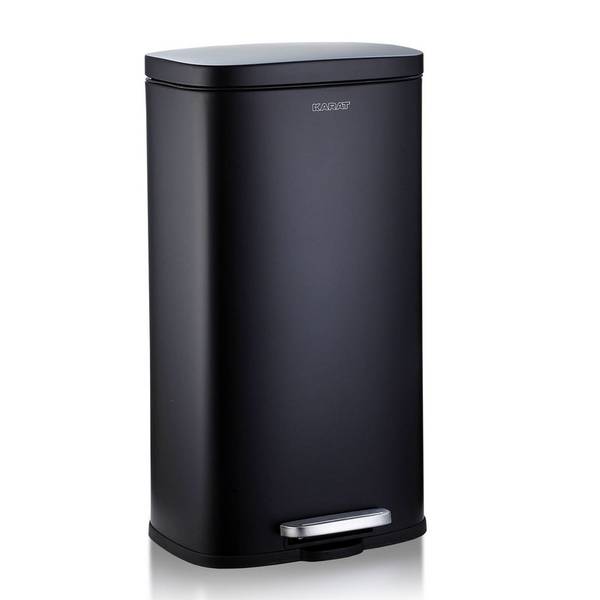 Floordirekt Mülleimer Dustin - aus  Edelstahl mit Absenkautomatik - Schwarz - 50 Liter