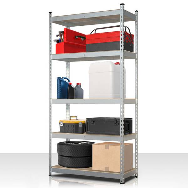 FLOORDIREKT Schwerlastregal Rhino - Lagerregal mit 5 Fachböden - 1050 kg Traglast - Verzinkt - 180 x 90 x 60 cm