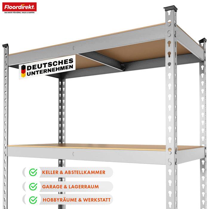 FLOORDIREKT Schwerlastregal Rhino - Lagerregal mit 5 Fachböden - 1050 kg Traglast - Verzinkt - 180 x 90 x 45 cm-4